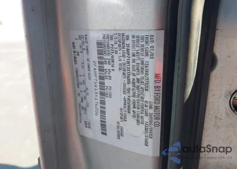 2003 Ford Crown Victoria Police из США, поврежденный, VIN 2FAHP71W13X176206